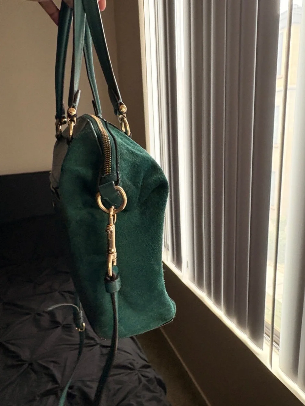 Coach Leather and Suede Satchel Handbag in Green - Picture 3 of 7